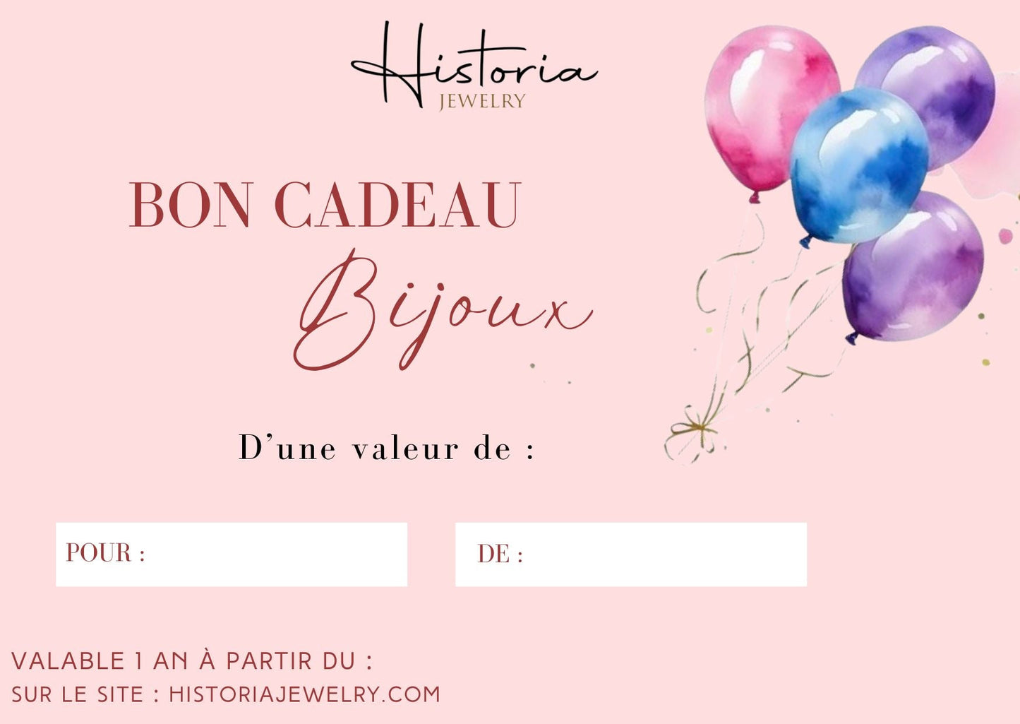 bijoux CARTE CADEAU - Historia Jewelry