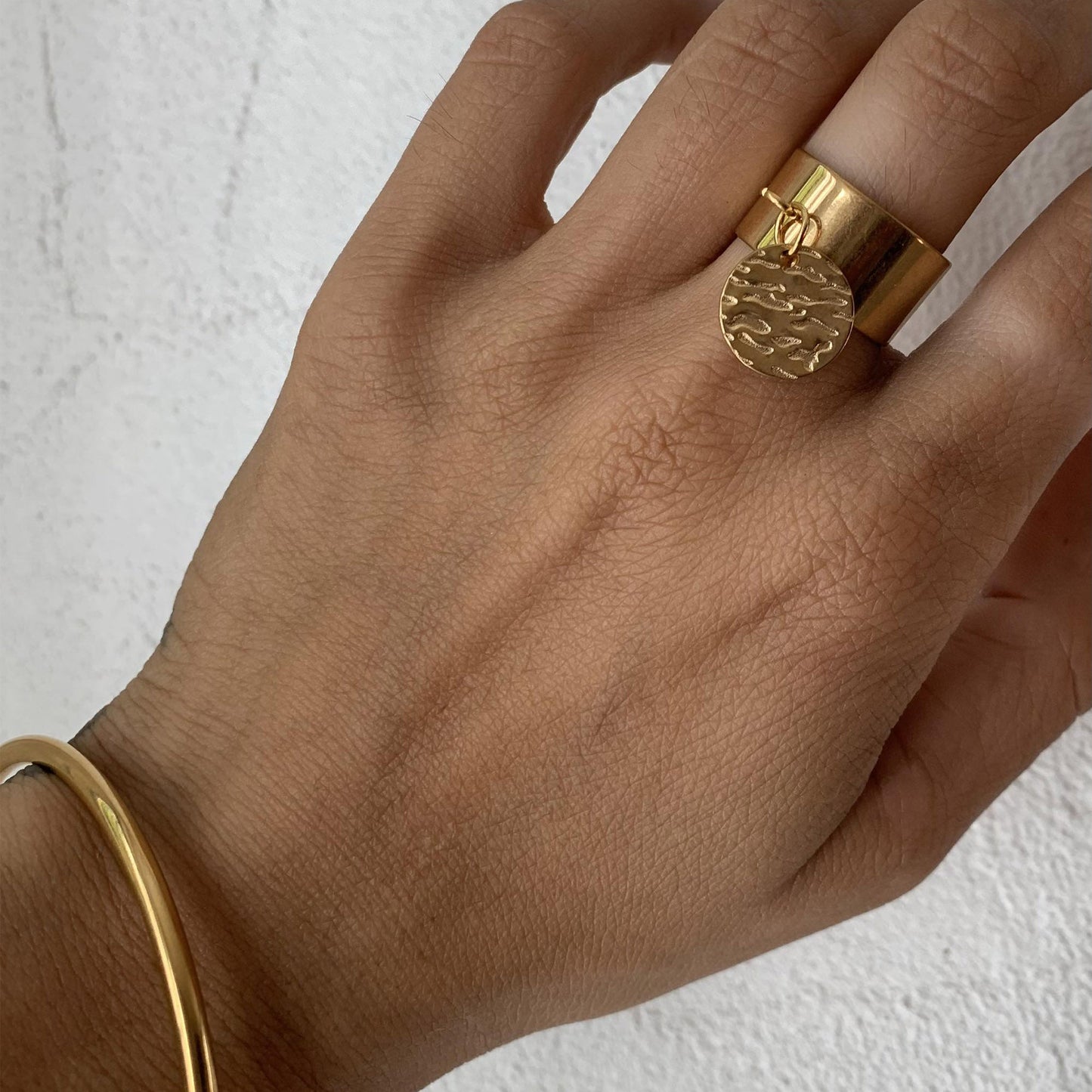 Bague Bague breloque médaille martelée - Historia Jewelry