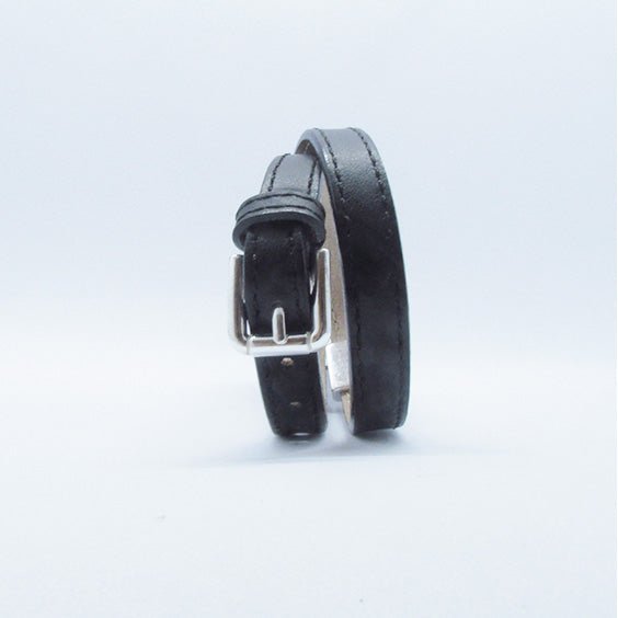 Bracelet Bracelet en cuir double tour médaillon avec gravure personnalisée - Historia Jewelry