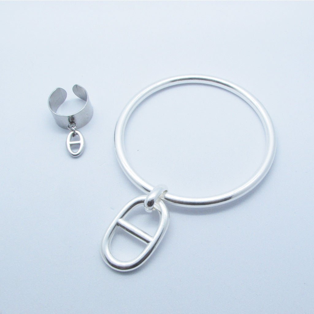 Bracelet Duo Jonc et bague maille marine - Historia Jewelry