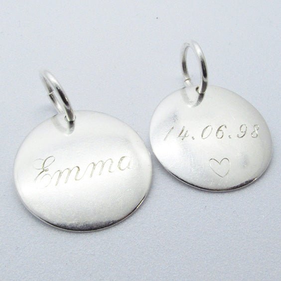 Bracelet Jonc pendentif médaille 20 mm avec gravure personnalisée - Historia Jewelry