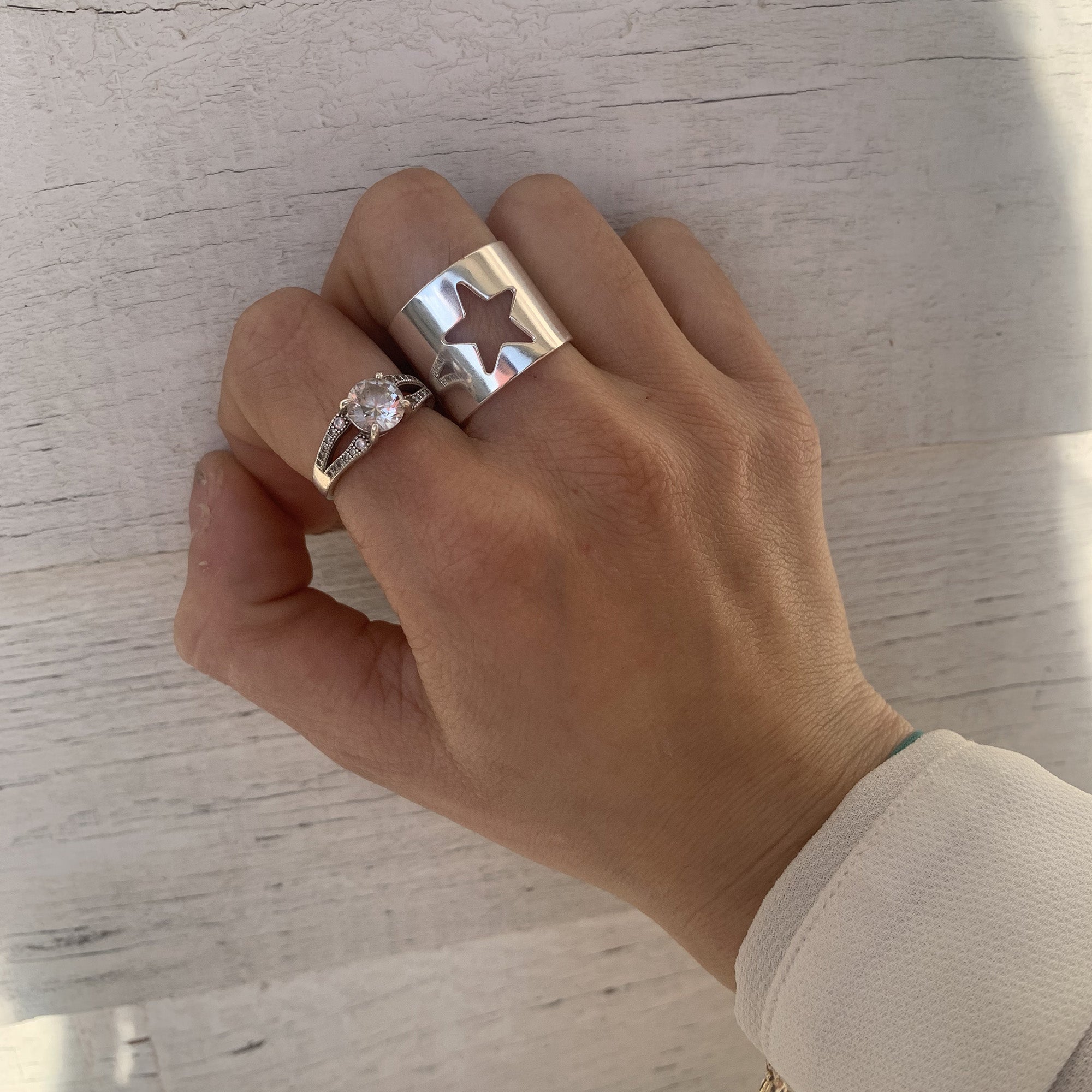 Bague étoile Shérif Adjoint Vintage - Taille Ajustable - Alliage Argenté - Années 1960