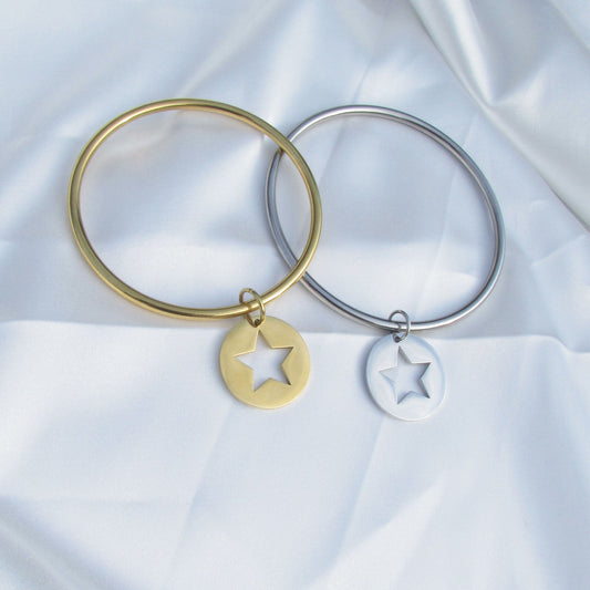 Bracelet Jonc médaille étoile - Historia Jewelry